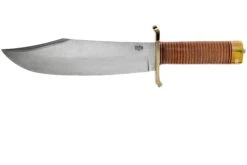 Bark River V-44 Bowie A2 Stacked Leather, Brass Double Quillion, Couteau Bowie