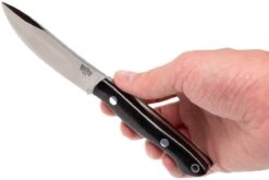 Bark River Mini Kalahari A2, Black Canvas Micarta, Brown Sheath -Spyder Couteau Magasin BRK12 012BRKC 06 bark river brk12 012brkc 06