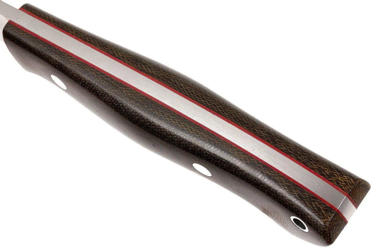 Bark River Kalahari Hunter A2, Green Canvas Micarta, Red Liners, Brown Sheath 7 Bark River Kalahari Hunter A2, Green Canvas Micarta, Red Liners, Brown Sheath – Image 5