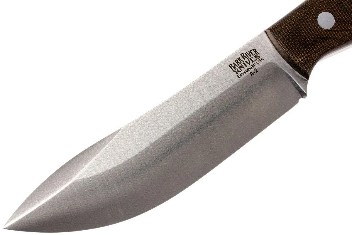 Bark River Kalahari Hunter A2, Green Canvas Micarta, Brown Sheath 5 Bark River Kalahari Hunter A2, Green Canvas Micarta, Brown Sheath â Image 3