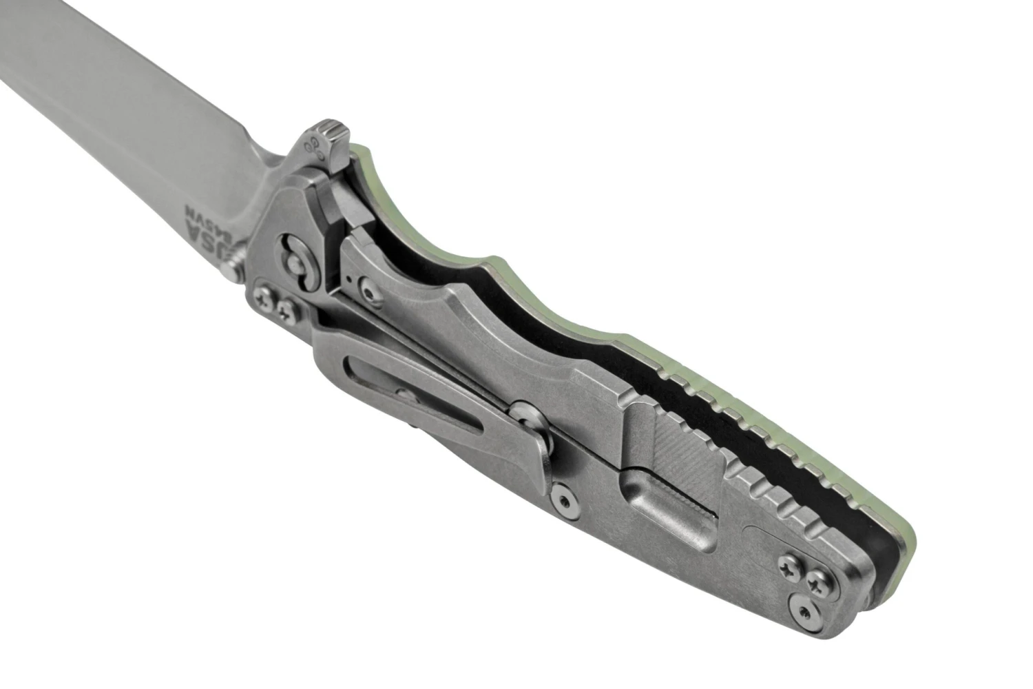 Rick Hinderer Eklipse 3.5” Spearpoint S45VN, Stonewash, Translucent Green G10, Couteau De Poche 6 Rick Hinderer Eklipse 3.5” Spearpoint S45VN, Stonewash, Translucent Green G10, Couteau De Poche – Image 4