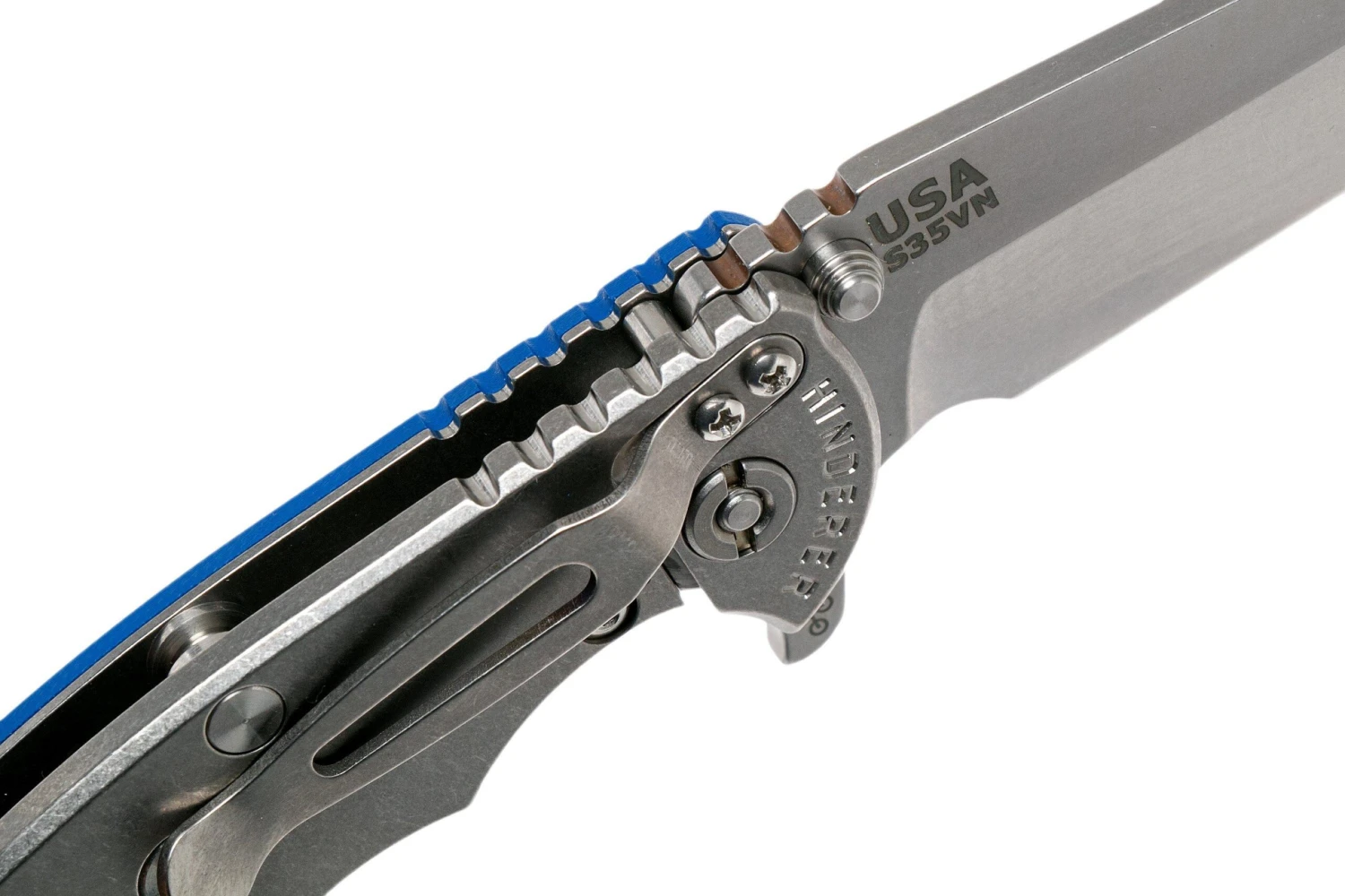 Rick Hinderer XM-18 3.5" Harpoon Spanto S35VN, Blue G10 Couteau De Poche 8 Rick Hinderer XM-18 3.5" Harpoon Spanto S35VN, Blue G10 Couteau De Poche – Image 6