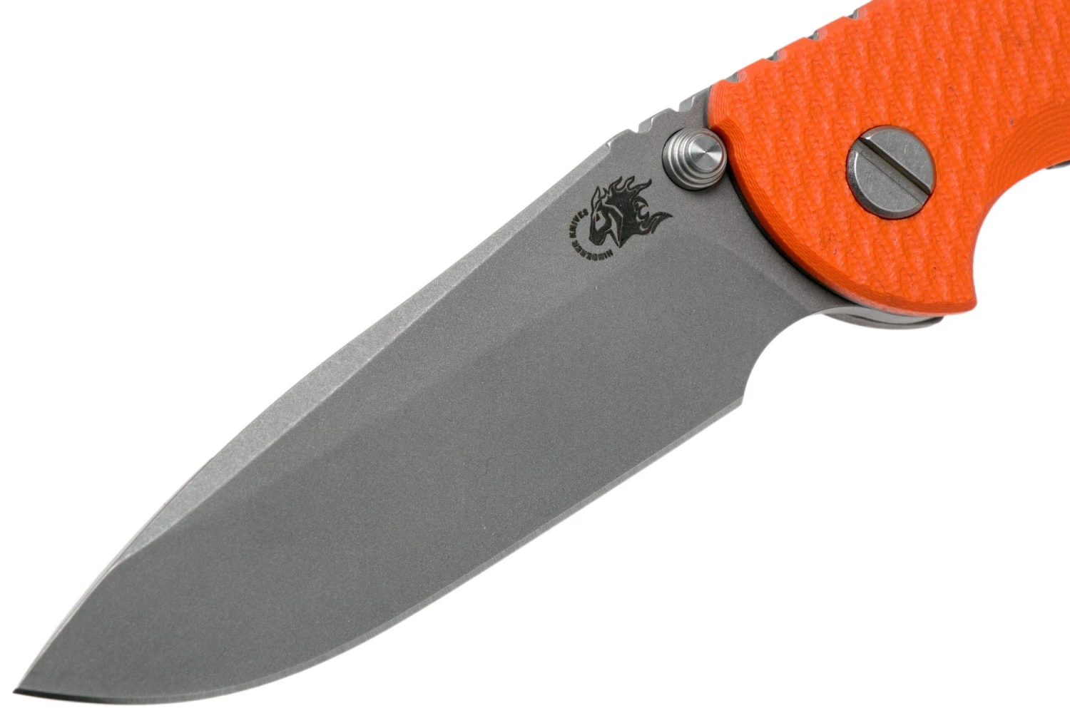 Rick Hinderer XM18 3,5” Non-Flipper Spearpoint Working Finish, Orange G10 5 Rick Hinderer XM18 3,5” Non-Flipper Spearpoint Working Finish, Orange G10 – Image 3