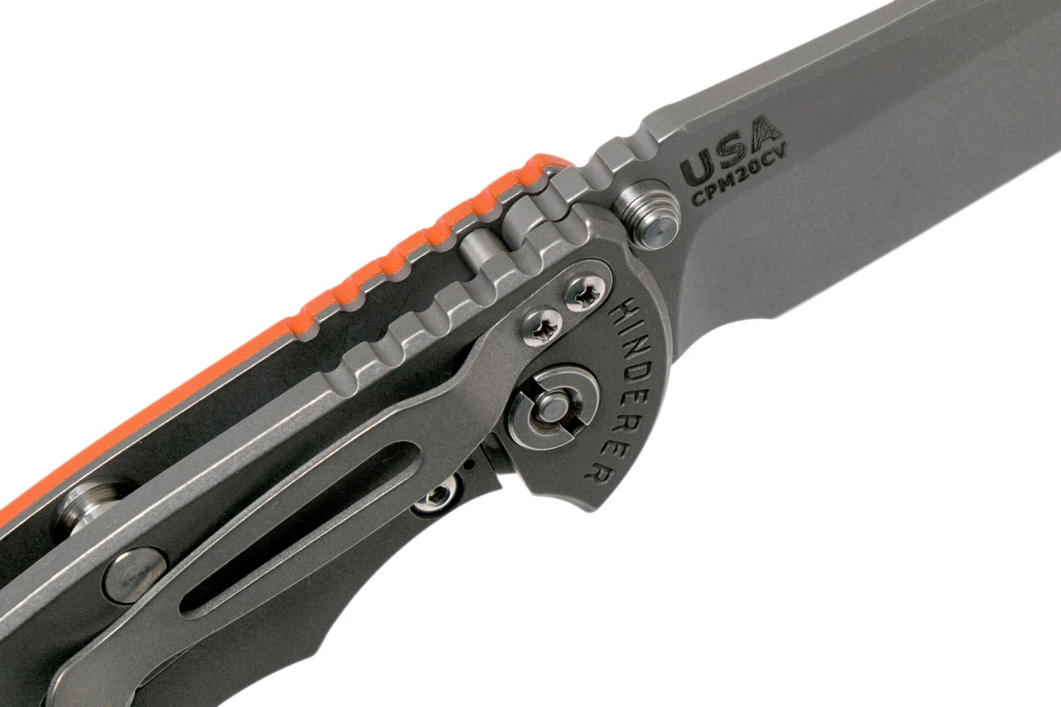 Rick Hinderer XM18 3,5” Non-Flipper Spearpoint Working Finish, Orange G10 8 Rick Hinderer XM18 3,5” Non-Flipper Spearpoint Working Finish, Orange G10 – Image 6