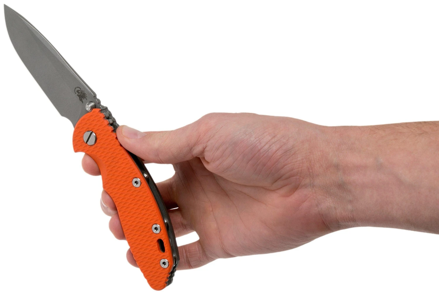 Rick Hinderer XM18 3,5” Non-Flipper Spearpoint Working Finish, Orange G10 10 Rick Hinderer XM18 3,5” Non-Flipper Spearpoint Working Finish, Orange G10 – Image 8