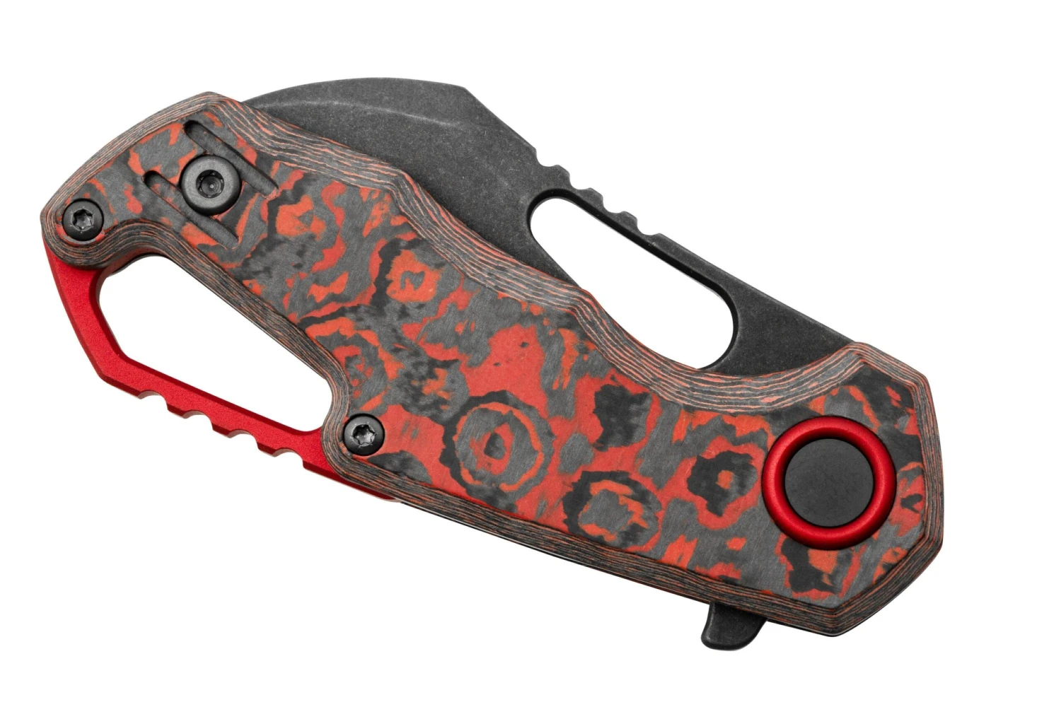 MKM Isonzo FX03-1CLD Hawkbill Dark Stonewashed, Lava Flow Carbon Fiber, Couteau De Poche, Jesper Voxnaes Design 8 MKM Isonzo FX03-1CLD Hawkbill Dark Stonewashed, Lava Flow Carbon Fiber, Couteau De Poche, Jesper Voxnaes Design – Image 6