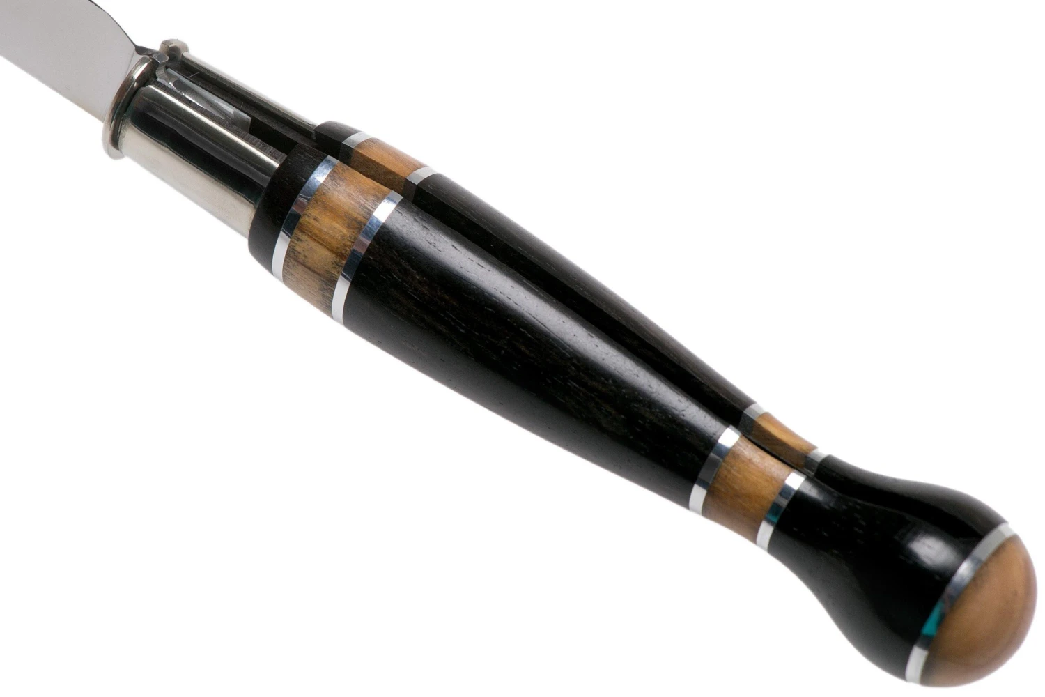 Nontron No. 25 Nickel Silver Turning Ferrule, Marquetry Ebony Olivewood, Ball Shape NN25BOEBOL Couteau De Poche 7 Nontron No. 25 Nickel Silver Turning Ferrule, Marquetry Ebony Olivewood, Ball Shape NN25BOEBOL Couteau De Poche – Image 5