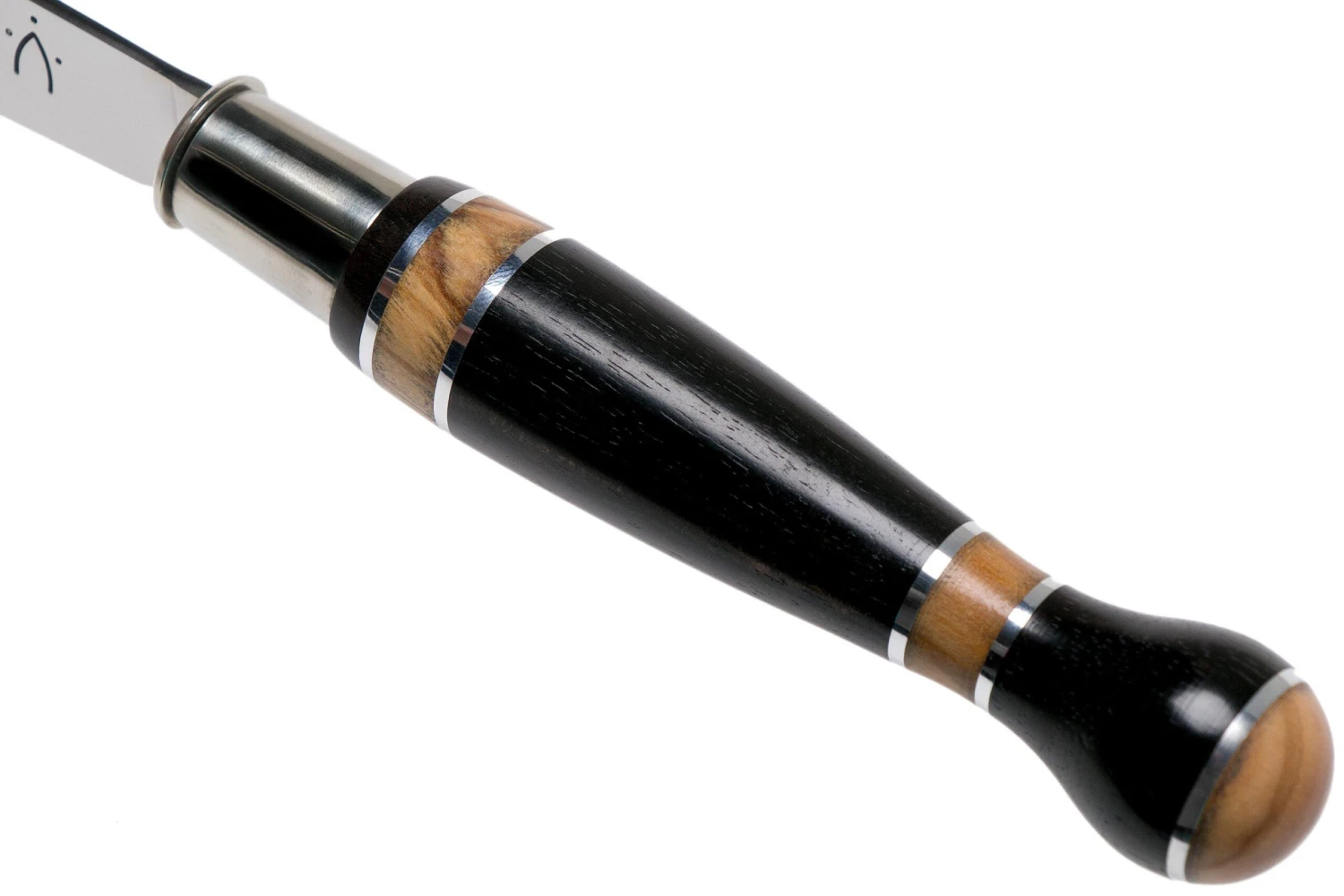 Nontron No. 25 Nickel Silver Turning Ferrule, Marquetry Ebony Olivewood, Ball Shape NN25BOEBOL Couteau De Poche 8 Nontron No. 25 Nickel Silver Turning Ferrule, Marquetry Ebony Olivewood, Ball Shape NN25BOEBOL Couteau De Poche – Image 6