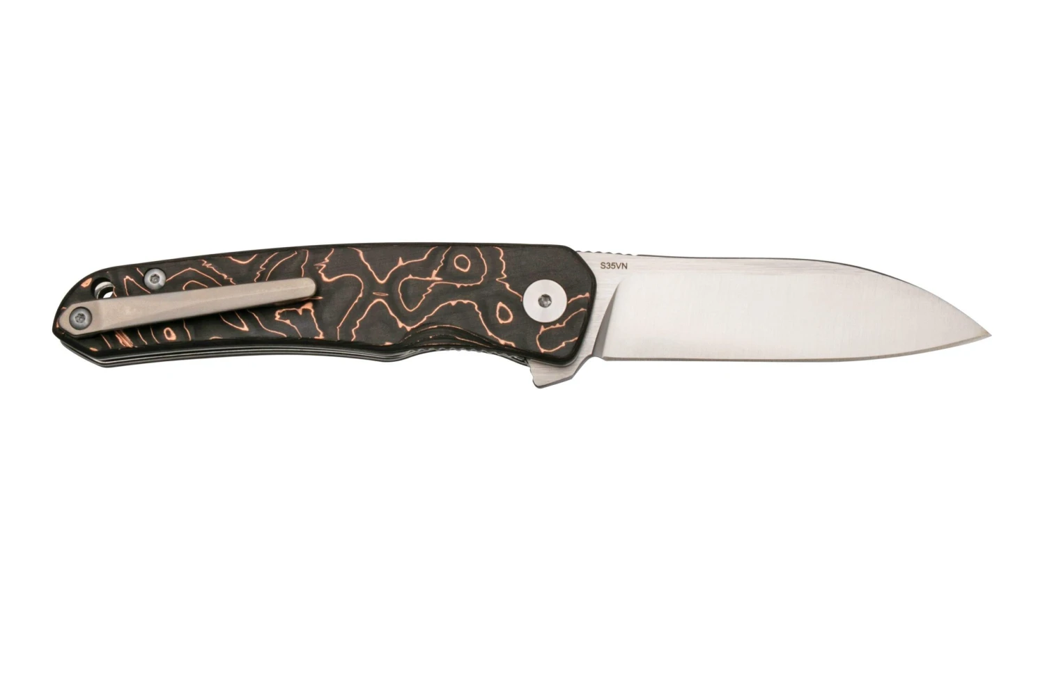 QSP Knife Otter QS140-B1 Satin, Copper Foil Carbonfiber Couteau De Poche 4 QSP Knife Otter QS140-B1 Satin, Copper Foil Carbonfiber Couteau De Poche – Image 2