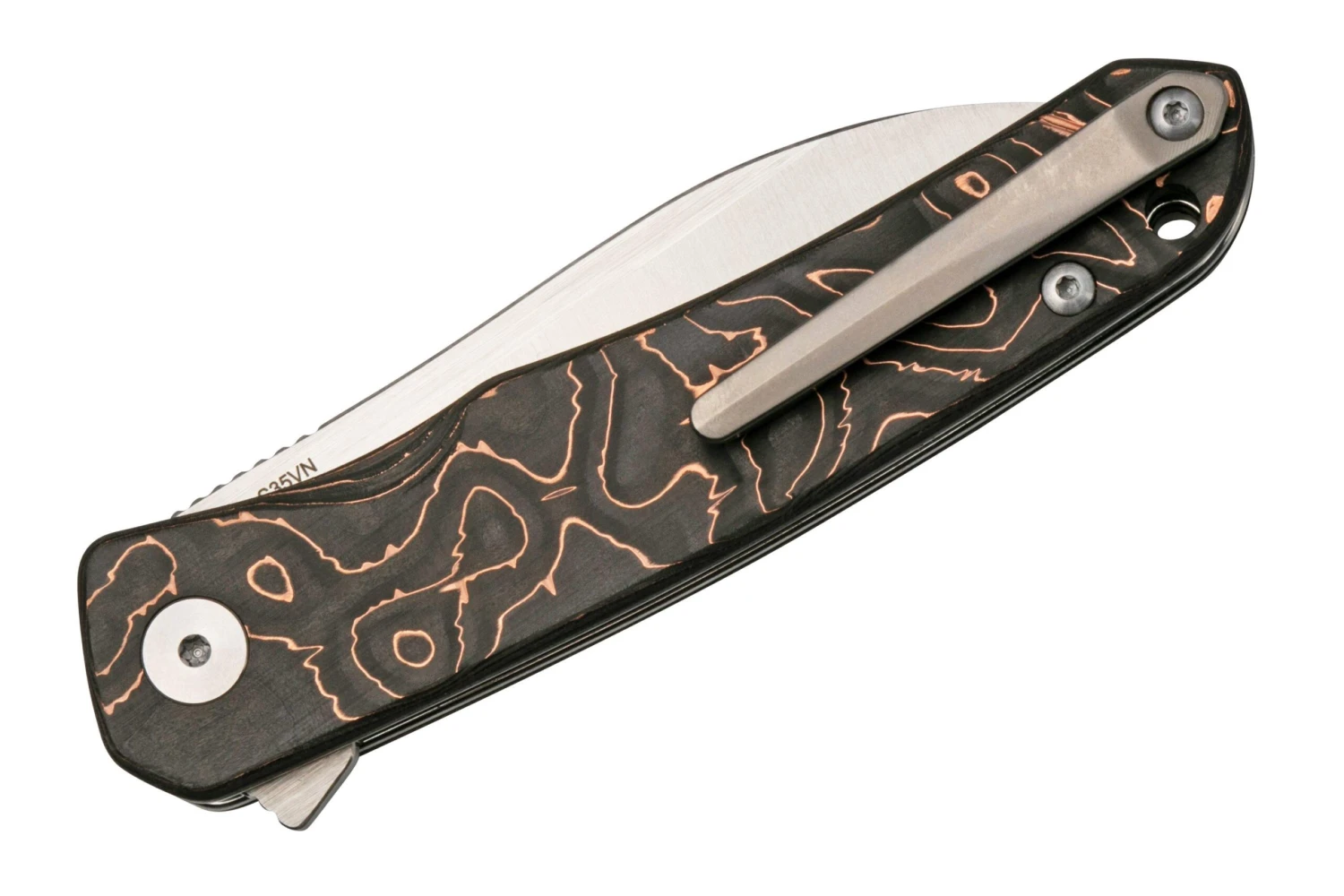 QSP Knife Otter QS140-B1 Satin, Copper Foil Carbonfiber Couteau De Poche 6 QSP Knife Otter QS140-B1 Satin, Copper Foil Carbonfiber Couteau De Poche – Image 4