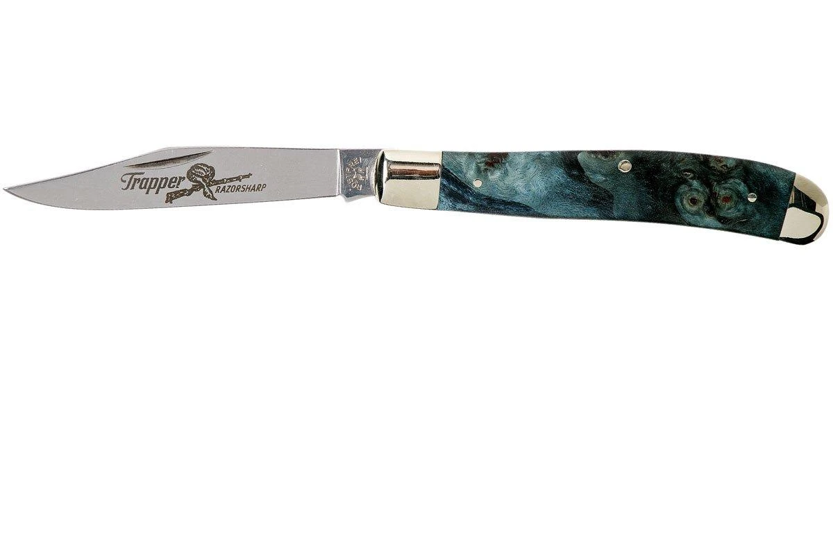 Robert Klaas US Trapper 95mm Blue Poplar Burl 412-1-2MAP-BL-TRS Couteau 3 Robert Klaas US Trapper 95mm Blue Poplar Burl 412-1-2MAP-BL-TRS Couteau