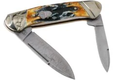 Rough Ryder Canoe Cinnamon Stag RR2156 Damascus Slipjoint Couteau De Poche