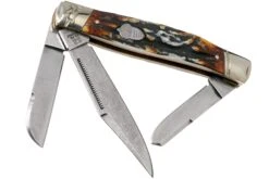Rough Ryder Stockman Cinnamon Stag RR2160 Damascus Slipjoint Couteau De Poche