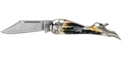 Rough Ryder Lady Leg Knife Cinnamon Stag RR2162 Damascus Slipjoint Couteau De Poche