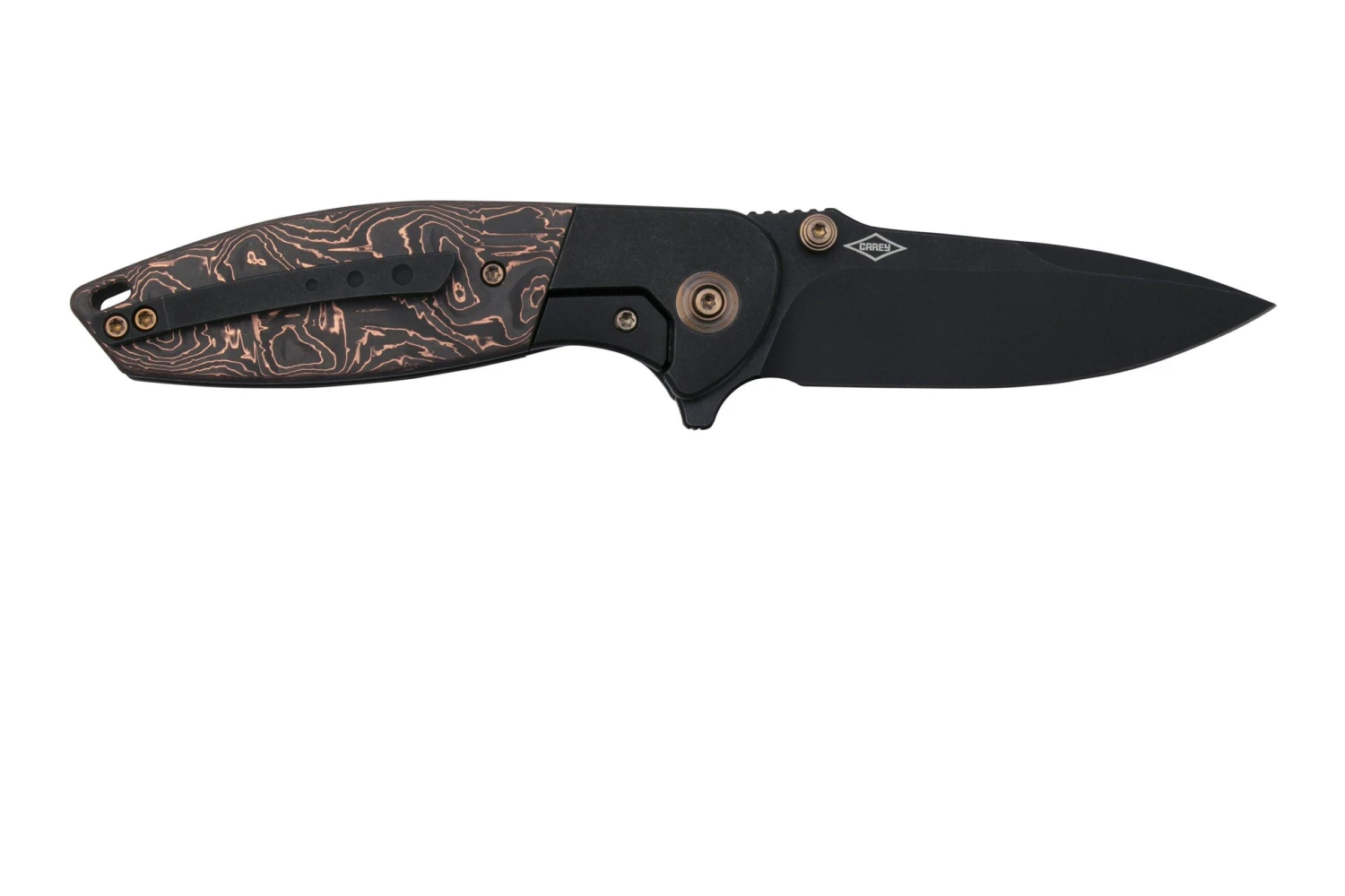 WE Knife Nitro Mini WE22015-2, Black Titanium, Copperfoil Carbonfiber Inlay, CPM 20CV Couteau De Poche 4 WE Knife Nitro Mini WE22015-2, Black Titanium, Copperfoil Carbonfiber Inlay, CPM 20CV Couteau De Poche – Image 2