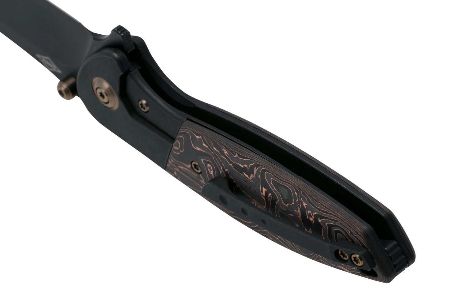 WE Knife Nitro Mini WE22015-2, Black Titanium, Copperfoil Carbonfiber Inlay, CPM 20CV Couteau De Poche 6 WE Knife Nitro Mini WE22015-2, Black Titanium, Copperfoil Carbonfiber Inlay, CPM 20CV Couteau De Poche – Image 4