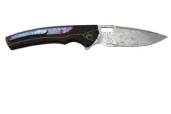 WE Knife Exciton Black Titanium Flamed Titanium, Heimskringla Damasteel WE22038A-DS1 Limited Edition, Couteau De Poche -Spyder Couteau Magasin WKWE22038A DS1 02 weknife