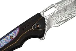 WE Knife Exciton Black Titanium Flamed Titanium, Heimskringla Damasteel WE22038A-DS1 Limited Edition, Couteau De Poche -Spyder Couteau Magasin WKWE22038A DS1 05 weknife
