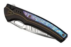 WE Knife Exciton Black Titanium Flamed Titanium, Heimskringla Damasteel WE22038A-DS1 Limited Edition, Couteau De Poche -Spyder Couteau Magasin WKWE22038A DS1 06 weknife