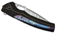 WE Knife Exciton Black Titanium Flamed Titanium, Heimskringla Damasteel WE22038A-DS1 Limited Edition, Couteau De Poche -Spyder Couteau Magasin WKWE22038A DS1 07 weknife